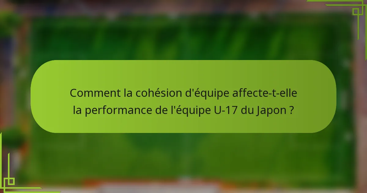 Comment la cohésion d'équipe affecte-t-elle la performance de l'équipe U-17 du Japon ?