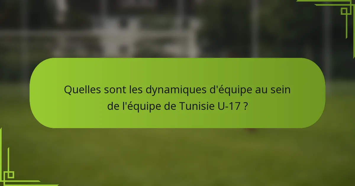 Quelles sont les dynamiques d'équipe au sein de l'équipe de Tunisie U-17 ?